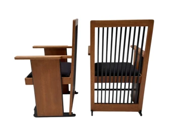 Two Art Deco Modernist High Back Armchairs by Architect Caspers, 1920s